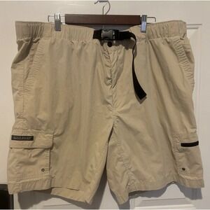 Eddie Bauer Cargo Shorts Mens XXL Khaki Nylon Hiking‎ Outdoor Belted Tan Fishing